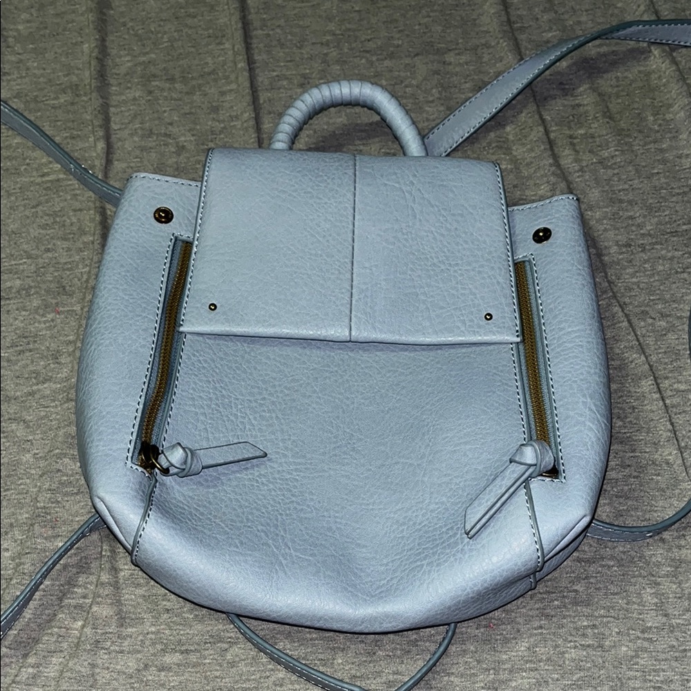 Light Blue Women’s Leather Backpack